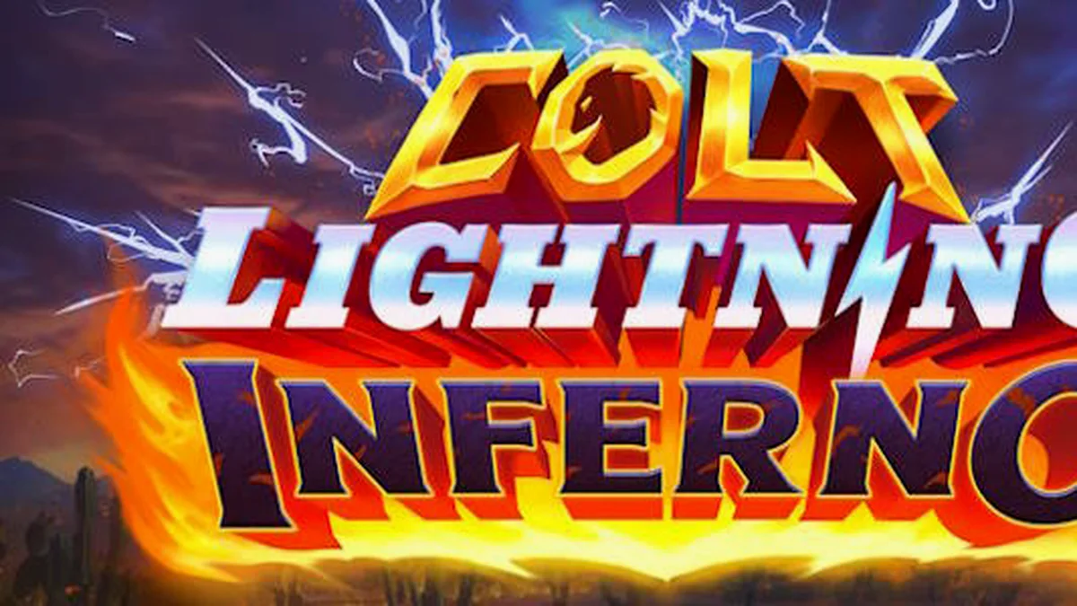 Tampilan visual slot Colt Lightning Inferno dengan efek api dan petir yang dramatis
