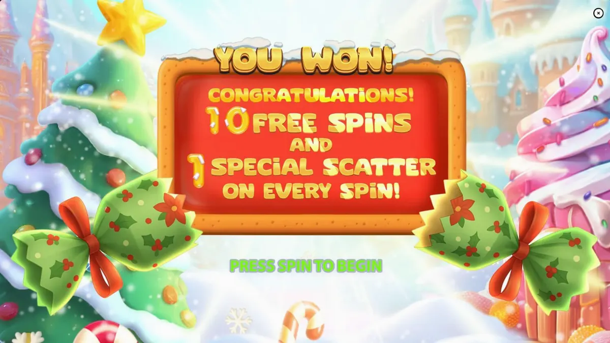 Tampilan visual slot Big Sugar Bonanza Xmas dengan tema monster lucu dan permen Natal