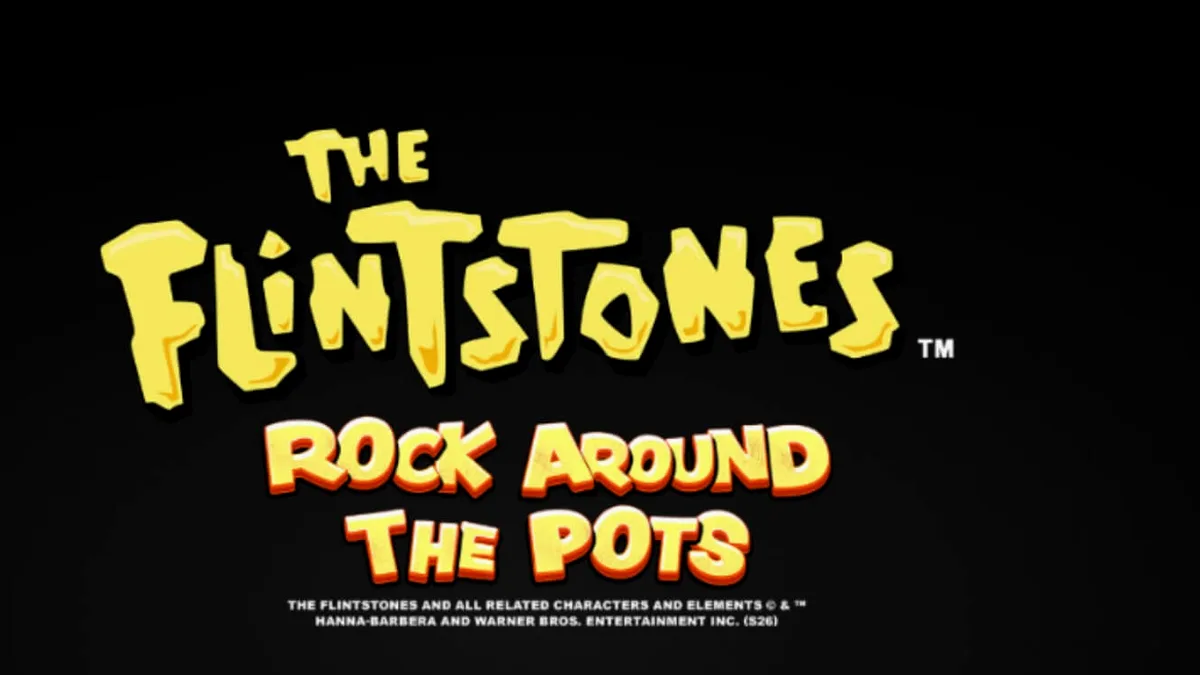 The Flintstones: Rock Around The Pots slot machine screen featuring Fred and Barney